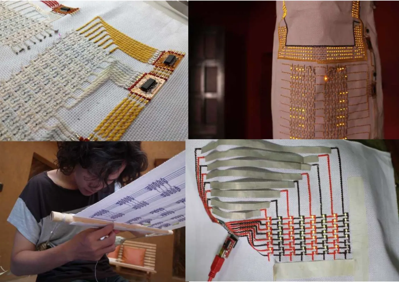 Sheet of textile circuits and conductive screen prints